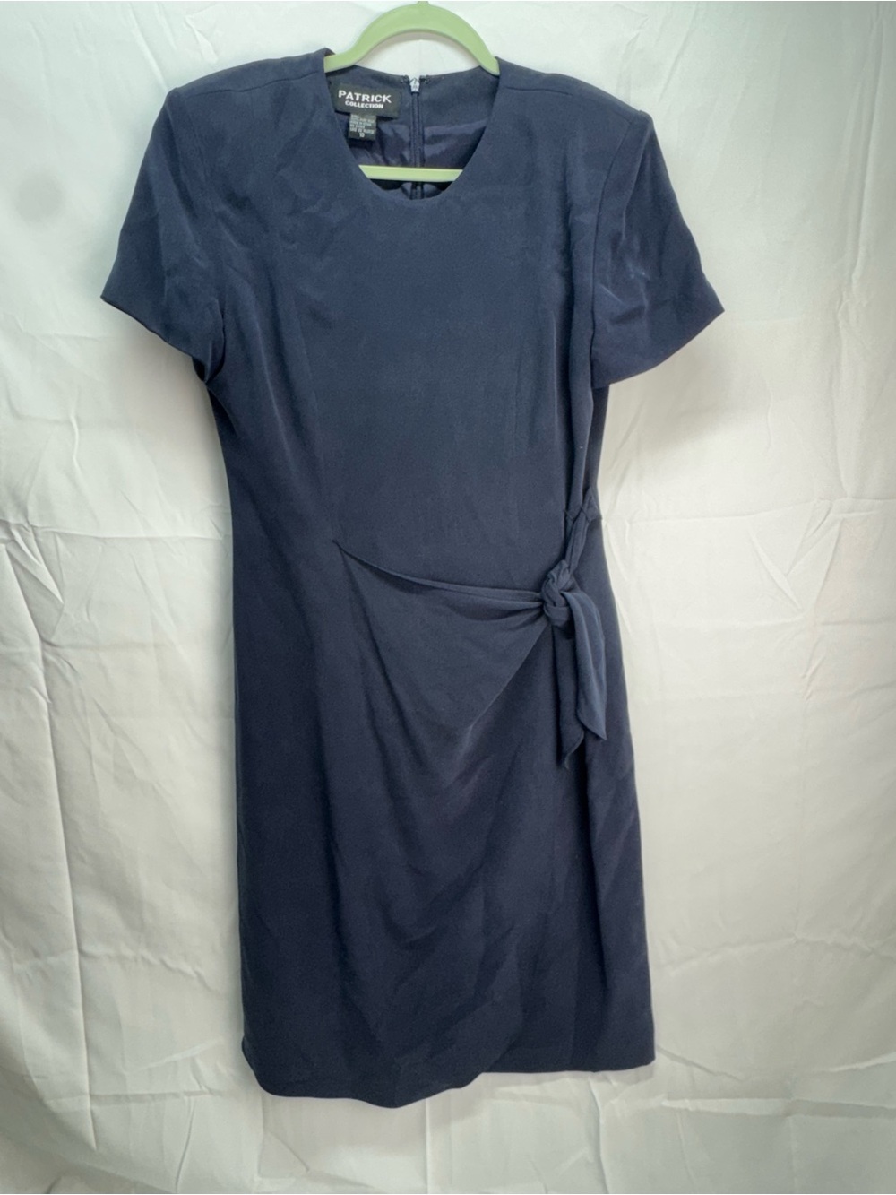 Patrick Navy Short-Sleeve Midi Dress with Side Tie